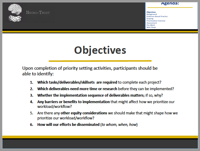 course objectives for priority setting course